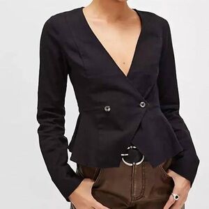 EUC Women’s Free People - City Life Stretch Cotton Blazer Jacket Size Large